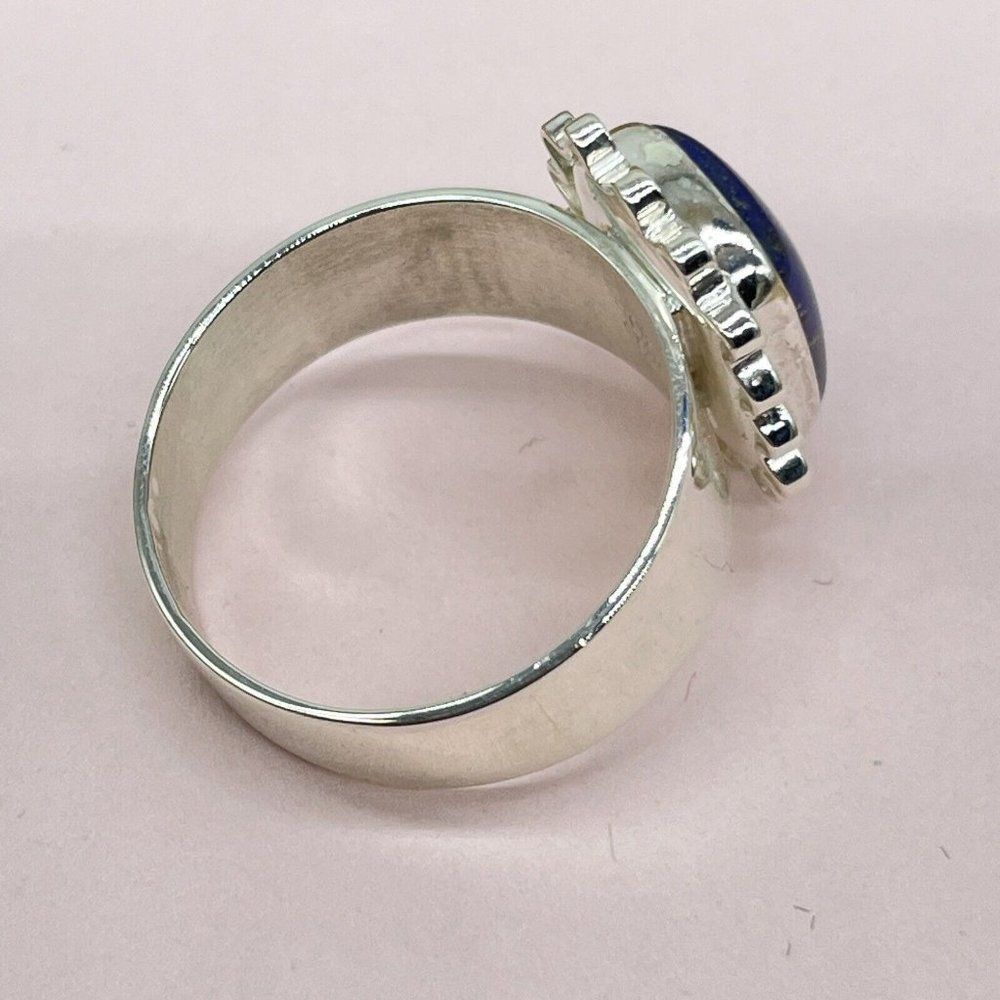 Jay King Sterling Silver Lapis Ring Cushion Cut Lattice Design Size 9.5 Signed - Picture 6 of 10